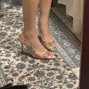 Betsey Johnson Pink and Gold Heels